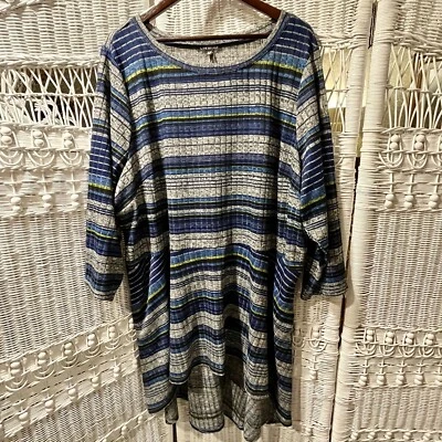 Vestido tejido LANE BRYANT a rayas para mujer 26/28 manga larga bolsillos Lagenlook Foto 1 de 4