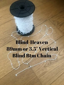 White Vertical Blind Bottom Stabilising chain 89mm/3.5" Blind Spares 1m- 250m - Picture 1 of 15