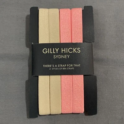 New Gilly Hicks Adjustable Bra Straps 2 Pack For Strapless Nude Coral Shimmer - Image 1 of 4