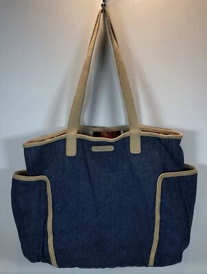 Bolso de Mano EDDIE BAUER Reversible de Lona Denim/Rayas con Borde/Asas de Gamuza Sintética Foto 1 de 4