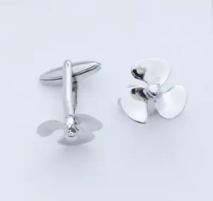 C0591 CUFF LINKS CUFFLINKS SILVER SAILING NAUTICAL PROPELLER TURBINE FAN GIFT - Picture 1 of 1