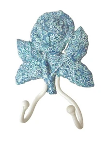 (34716) Towel Rack Hook Hanger Wall Mount Wrought Iron Double Decoupage Blue - Picture 1 of 1