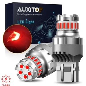 7443 T20 LED Red Strobe Flash Blinking Brake Stop Tail Parking Light Bulbs 2-20X - Picture 1 of 24