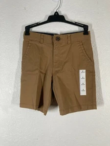 Cat & Jack Kids/Boy Sz 8 Flat Front Chino Shorts Brown NWOT Casual Solid - Picture 1 of 6