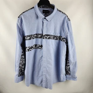 Sean John Shirt Mens 3XL Dress Long Sleeve Button Down Blue Black Design - Picture 1 of 9