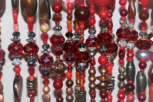 Red and Black Beaded Curtain 50 Strands 35 to 38 Inches Long Just Beautiful - Picture 1 of 13