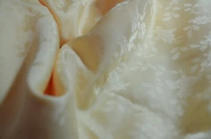 silky 100% polyester jacquard - yellow floral 108" x 43" (3 yds) - Picture 1 of 7