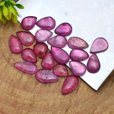 20 Pcs Natural Ruby Pear Cabochon 7mm-10mm Pinkish Red Loose Gemstones Wholesale - Image 1 of 4