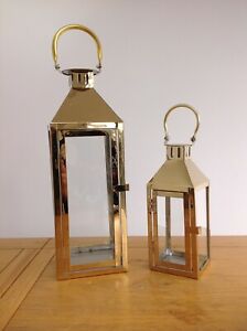 set  2 Gold Lanterns  INDOOR/OUTDOOR weddings gift idea 