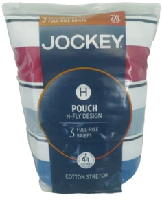 Jockey Mens XXL 44-46 Full Rise Briefs H Fly Design Blue Red Gray 1145 H Fly - Picture 1 of 4