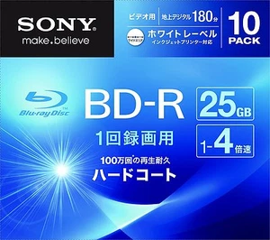 10pack Sony HD Blu-Ray 25GB BD-R 4x BDR Blank Disc Media Printable Japan - Picture 1 of 1