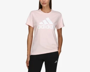 T-shirt donna manica corta Adidas Essentials Logo IY4322 rosa-bianco - Foto 1 di 3