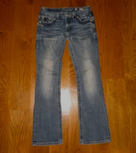 MISS ME JE5408B1OR Blue Stretch DENIM Bootcut JEANS Buckle 8 Women 27 - Picture 1 of 11