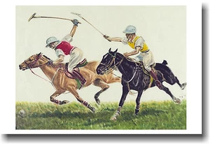 Par de jugadores de polo - estampado artístico vintage NUEVO PÓSTER - Imagen 1 de 1