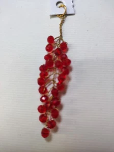 2 Hanging Latkan Tassel Red Crystal Beads - Picture 1 of 2