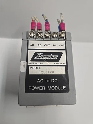 Acopian 12EB120 AC to DC Power Module Input 105-125 VAC, Output 12VDC, 1.2A - Image 1 of 4