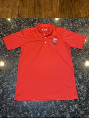 Polo Liberty University Flames Russell Athletics para hombre rojo mediano Foto 1 de 4