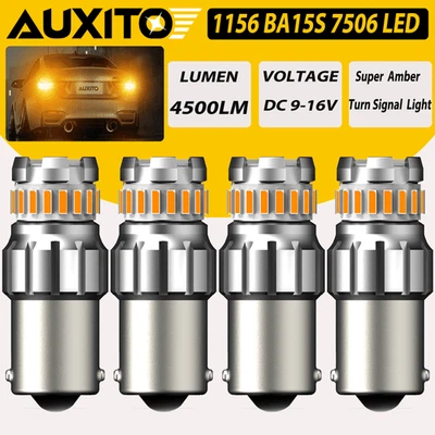 4x LED Front Turn Signal Blinker Light Bulbs 1156 7506 3497 Amber Yellow 3000K Foto 1 de 4
