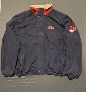 Vintage Cleveland Indians Authentic Baseball Windbreaker Jacket XL Chief Wahoo - Picture 1 of 17