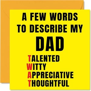 Rude Birthday Cards for Dad - Few Words Describe Tw*t - Joke Happy Birthday Card - Picture 1 of 7