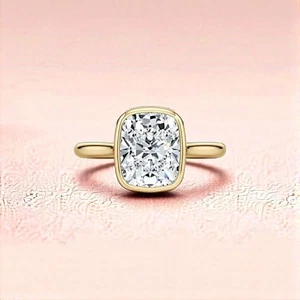 IGI Certified Lab Grown Diamond Wedding Ring 2.00 ct Cushion Cut 14k Yellow Gold - Picture 1 of 11