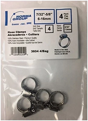 Norma Group/Breeze 3604-4PK SS Hose Clamp Range 7/32-5/8 - Quantity 1 - Image 1 of 2