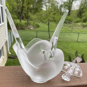 Lalique Crystal Sylvie DOVE VASE W/ FROG 8-1/2" tall Excellent Condition - Picture 1 of 8