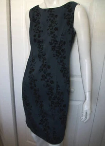 WMNS 8 DRESS NAVY W/ BLK VELOUR FLOWERS HILLARD & HANSON - Picture 1 of 1