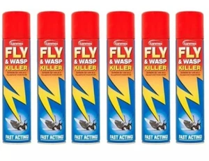 Sanmex Fly Wasp Killer Insecticide Fast Acting Aerosol Spray Jumbo Size 6x500ml - Picture 1 of 2