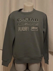 Mens Grey Moss G-Star Raw Originals Anchor Sweatshirt Size Large Jumper Gift New - Picture 1 of 5