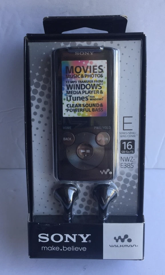Sony Walkman E Series 16GB MP3 Player 1.77-in LCD FM Radio - Black (NWZ-E385/BC) - Image 1 of 1