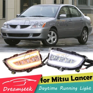 LED DRL Daytime Running Light For Mitsubishi Lancer 2004-2006 Fog Lamp With Turn - Picture 1 of 10