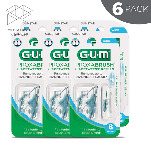 GUM Proxabrush GoBetweens Interdental Brush Refills, Wide, 8 Count