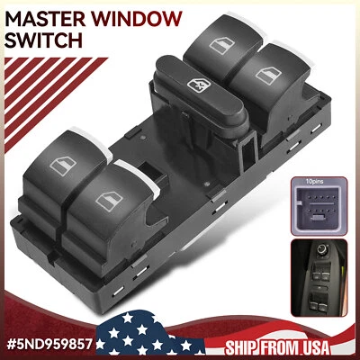 Power Window 主开关适用于 05 - 16 大众捷达 4 门电动 #5ND959857 — 第 1/4 张图片