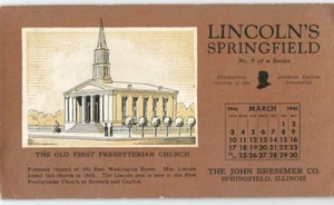 Springfield, IL Illinois 1946 Blotter, Bessmer Co., First Presbyterian Church - Picture 1 of 2