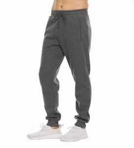 NEW Johns Men's Lightweight Slim Fit Fleece Jogger Sweatpants - Charcoal -Medium - Picture 1 of 3