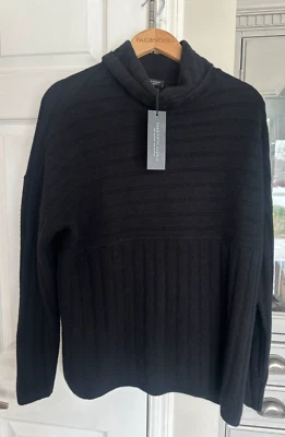 Saks Fifth Avenue Women's LG Black Cashmere Turtleneck Sweater Sustainable NEW - Image 1 of 4