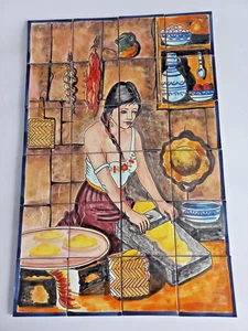 25" CERAMIC TILE MURAL mexican talavera mosaic hand painted backsplash - Picture 1 of 5