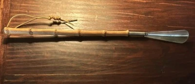 Vintage Mid Century Bamboo & Brass 17” Shoe Horn; Flexible Head; Japan - Image 1 of 4