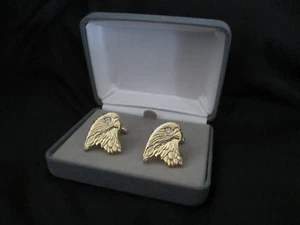 Nuevo con Estuche Cabeza de Águila Tono Dorado Cristal Estrás Ojos Gemelos  - Imagen 1 de 5