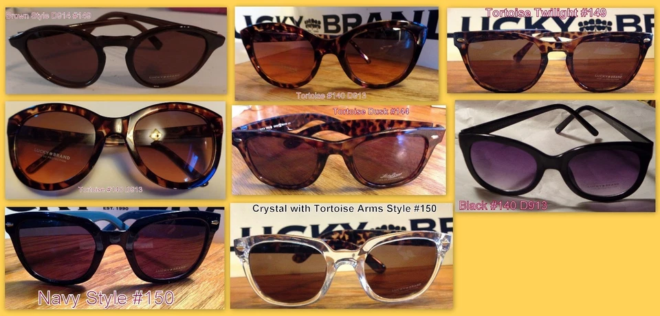 Gafas de sol Lucky Brand muchos estilos y colores rosa tortuga negro nuevas Foto 1 de 1