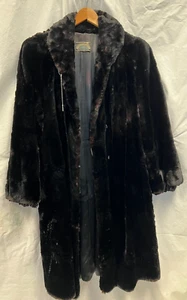Berglund Fur Co Womens Mens Vintage Full-Length Ranch MINK Coat BLACK/DARK BROWN - Picture 1 of 4