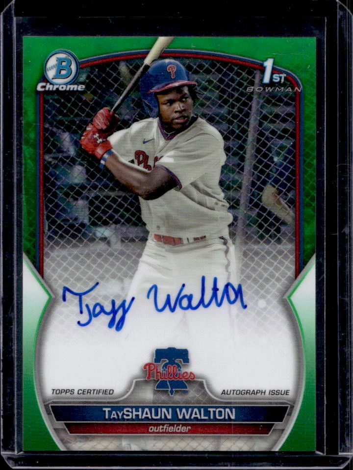 2023 Bowman Draft Chrome TayShaun Walton Green Refractor 1st Auto #22/99