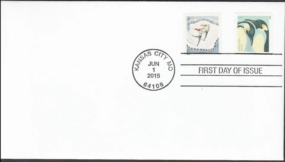 US 4990 Penguins (coil) Winter Fun Skaters CDS FDC 2015 - Image 1 of 1