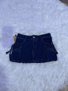 Y2K fairy deadstock micro mini cargo skirt denim Grunge Whimsygoth Size Small - Picture 1 of 4
