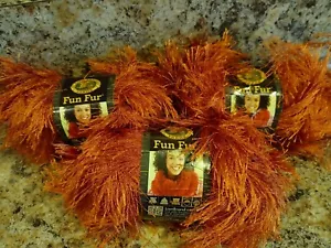 3 Lion Brand Yarns Fun Fur Eyelash 1.75 ozs.-64 yds. each/Lot#143457 Terra Cotta - Picture 1 of 13