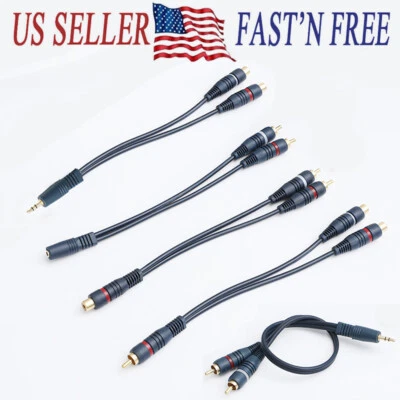 RCA 1 Male to 2 Female Audio RCA 1 Female to 2 Male Y-Converter Splitter Adapter - Image 1 of 4