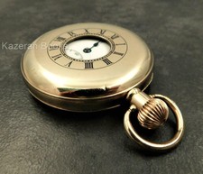 Antique 17 Jewel Top Wind Gold Plated Half Hunter Case Fob Pocket Watch