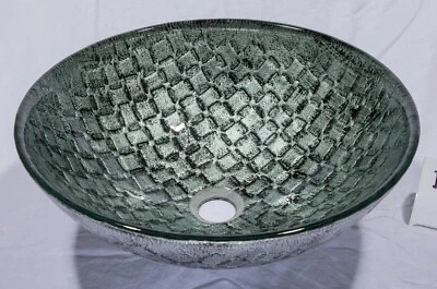 Fregadero de vaso de vidrio Eden Bath cuadrados plateados (EB_GS54, D473) Foto 1 de 4