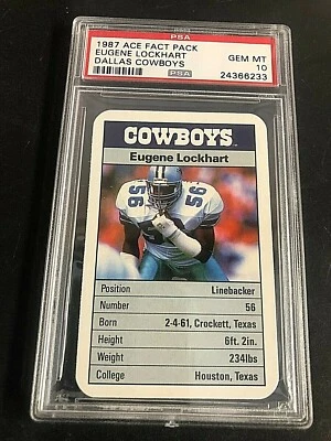 Eugene Lockhart 1987 Ace Fact Pack Graded PSA 10 GEM MT Dallas Cowboys POP 2 - Image 1 of 2